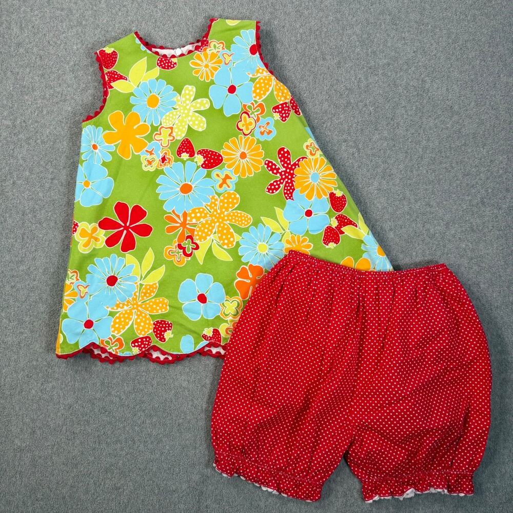 Petite Souer Girls Two Piece Set Outfit Size 4T Sleeveless Shorts Polka Dot Red